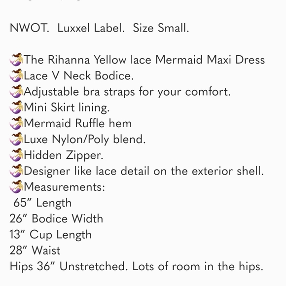 Mermaid Lace Yellow Gown/Dress NWOT Size Small - Picture 2 of 2